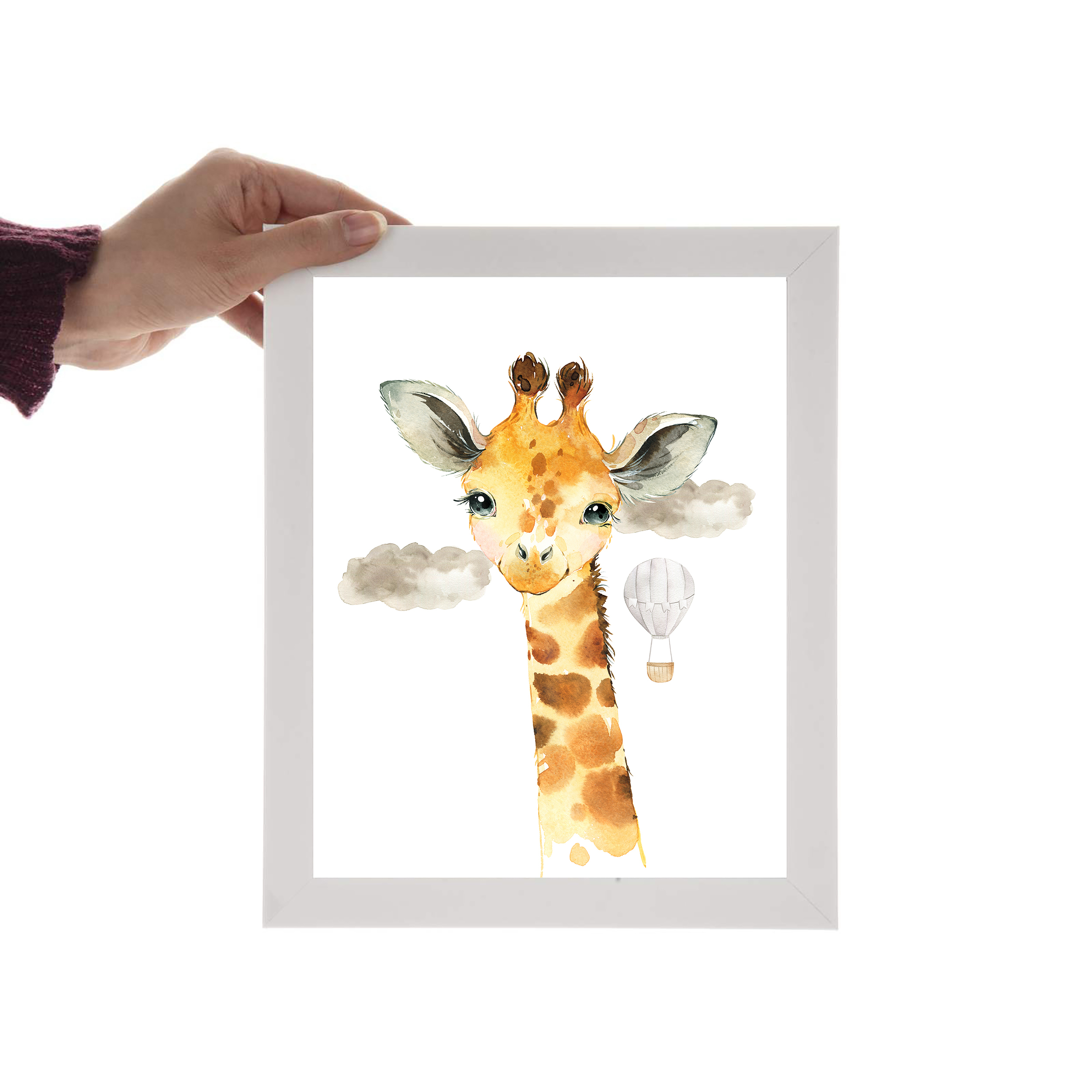 تابلو اتاق کودک و نوزاد الفاپ مدل زرافه فیل شیر کد Watercolore Animals 003 مجموعه 3 عددی