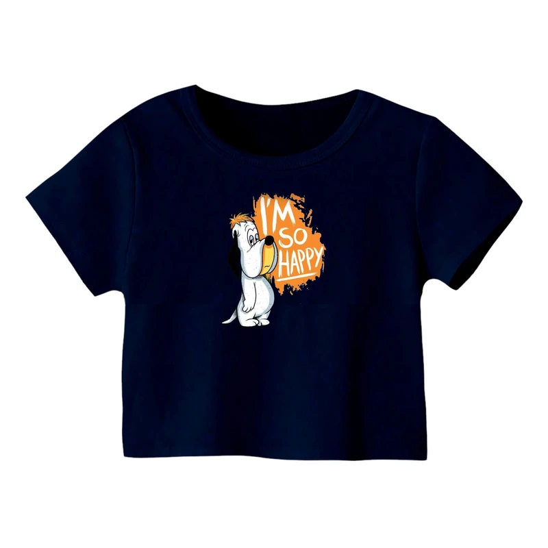 کراپ‌ تی‌شرت آستین کوتاه زنانه مدل سگ کد 11