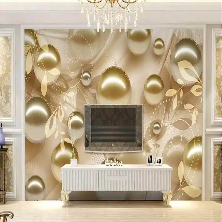 پوستر دیواری سه بعدی مدل گوی طلایی DVRF1194