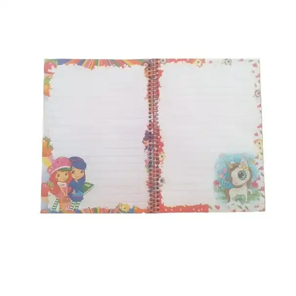 دفتر مشق 50 برگ مدل یونیکورن طرح حاشیه دار به همراه مداد
