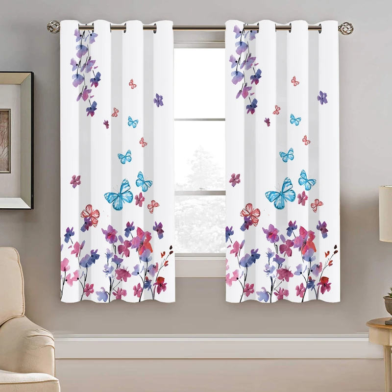 پرده نیروانا طرح گل و پروانه مدل هازان کد 8627 سایز 140×200 سانتی متر