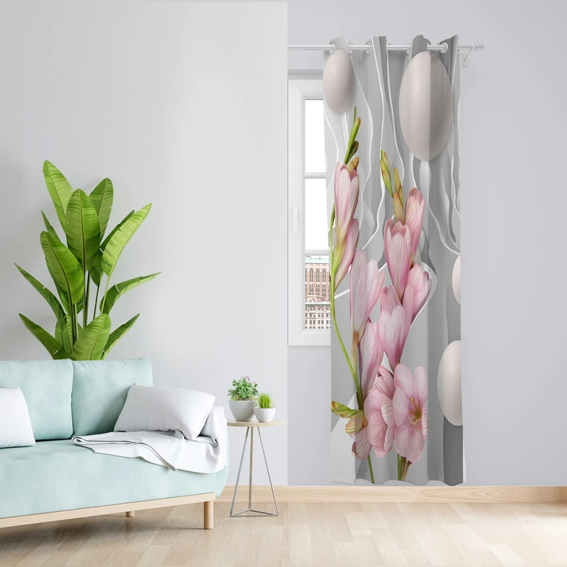پرده طرح گل مدل مخمل پانچی کد L 1206L Z سایز 140x200 سانتی متر