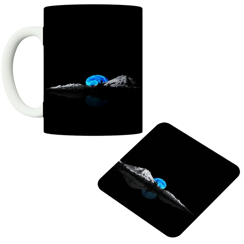 ماگ پاد آفرین مدل ماه کد 677 به همراه زیر لیوانی 