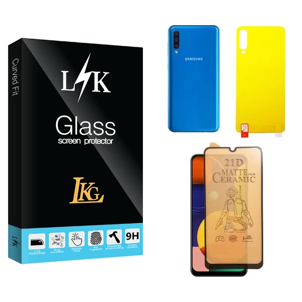 محافظ صفحه نمایش سرامیکی مات ال کا جی مدل LK  مناسب برای گوشی موبایل سامسونگ Galaxy A50  به همراه محافظ پشت گوشی