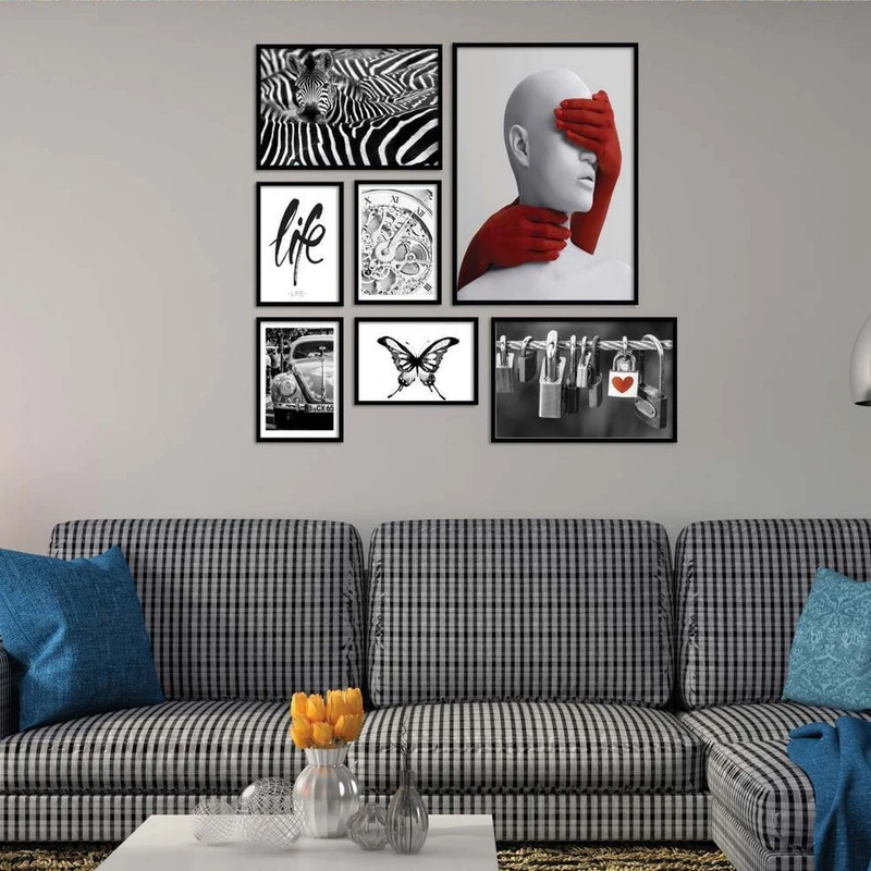 تابلو بکلیت طرح چهره و گورخر و پروانه مدل B-2205 مجموعه 7 عددی