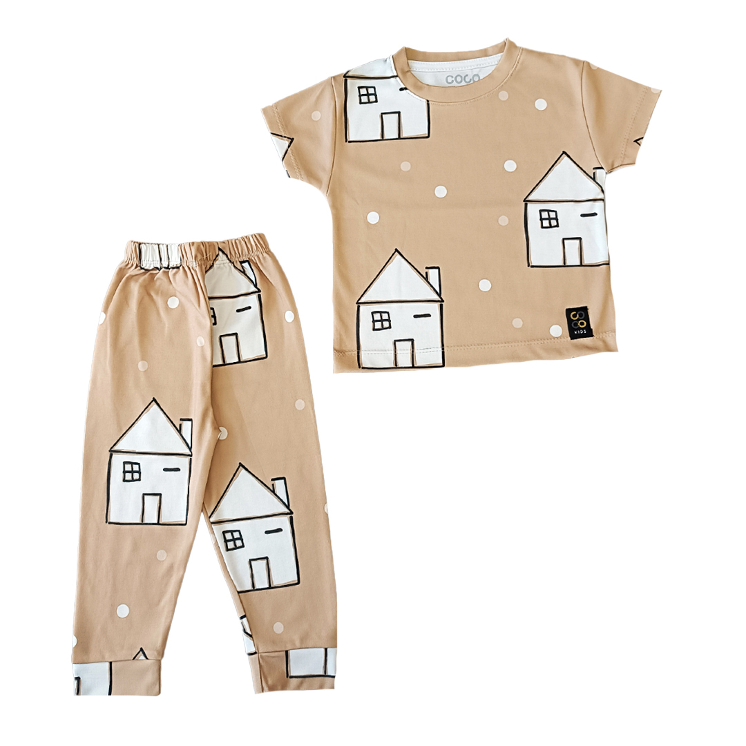 ست تی شرت و شلوار بچگانه طرح خونه