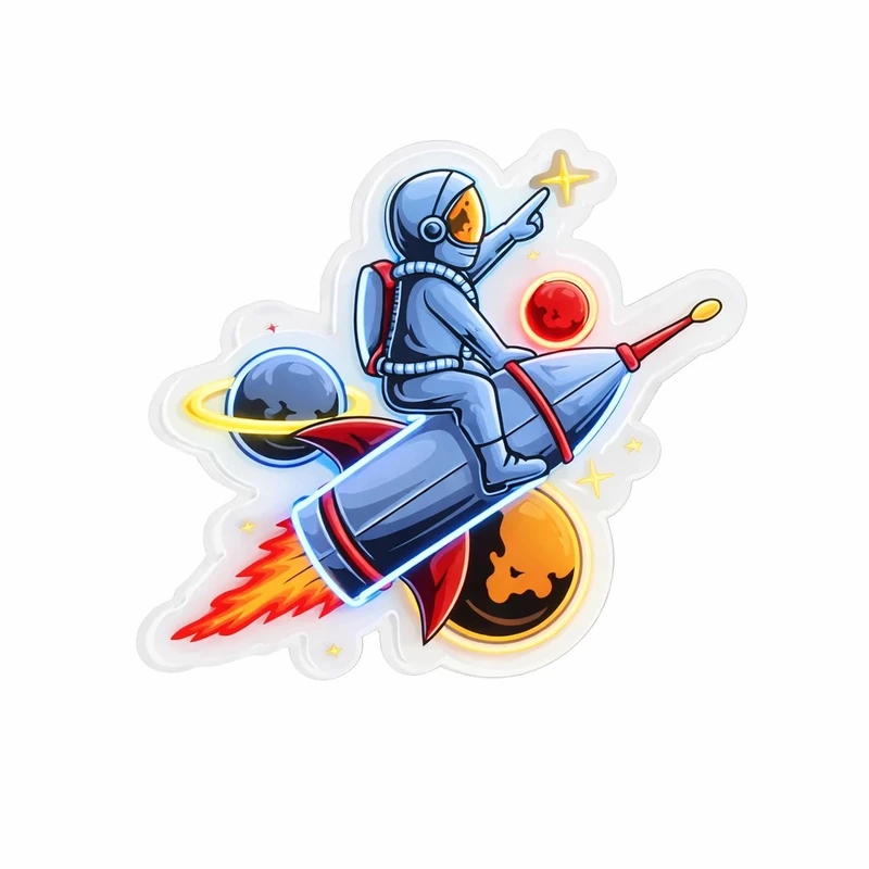 چراغ دیواری مدل نئون فضانورد و فضاپیما 