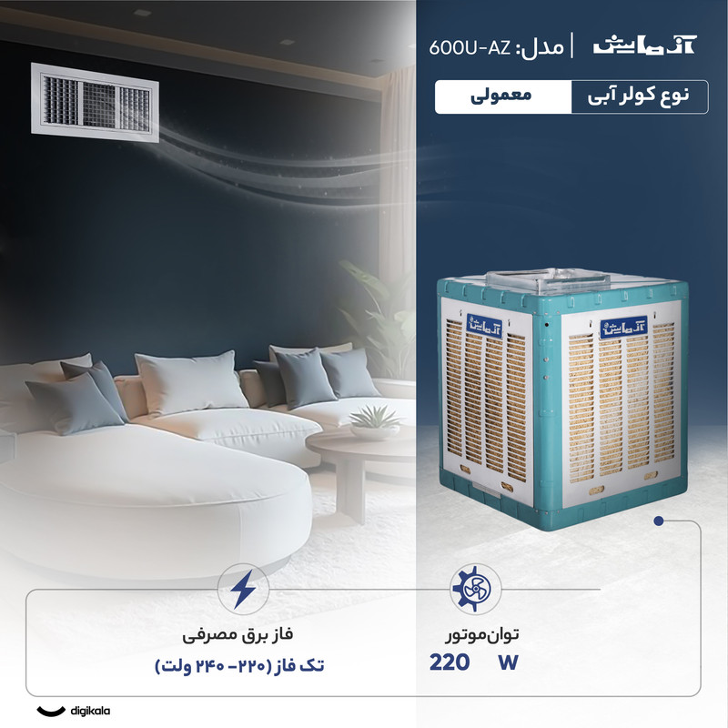 کولر آبی 6000 آزمایش مدل AZ-600U