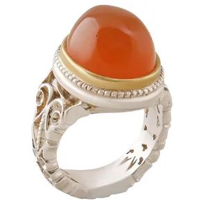 انگشتر نقره مردانه بازرگانی میلادی رکاب دست ساز سنگ عقیق یمنی کهنه کد AM_2805