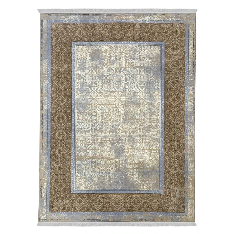 فرش ماشینی دنیای فرش مدل فانتزی کد 551 زمینه بژ