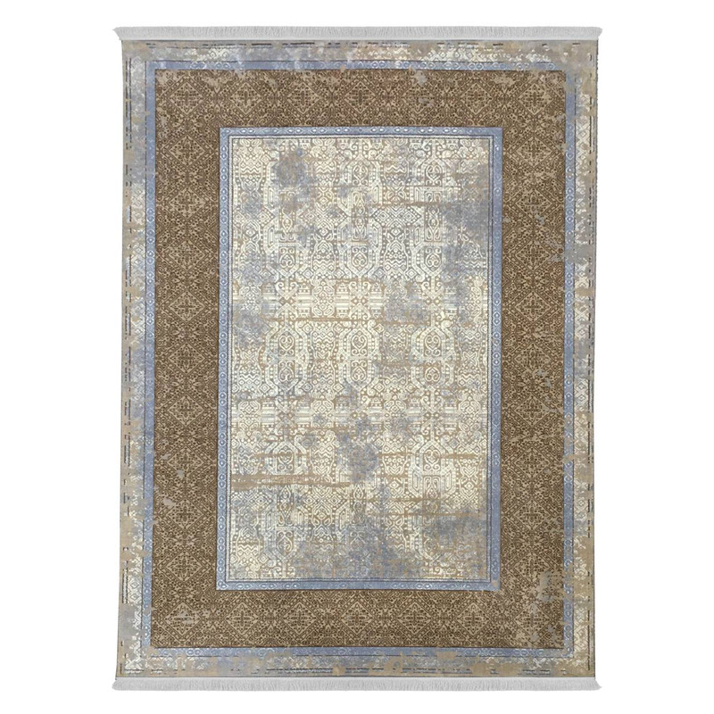 فرش ماشینی دنیای فرش مدل فانتزی کد 551 زمینه بژ