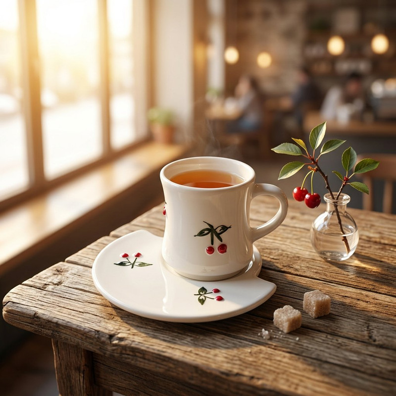 فنجان و نعلبکی طرح گیلاس