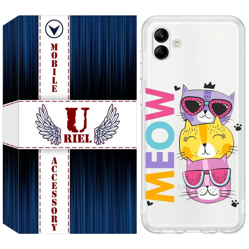کاور یوریل مدل Clear کد 57 طرح گربه مناسب برای گوشی موبایل سامسونگ Galaxy A04e