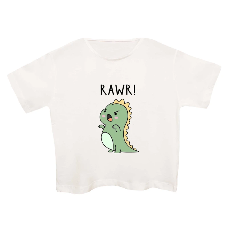 کراپ‌تی شرت آستین کوتاه زنانه مدل دایناسور