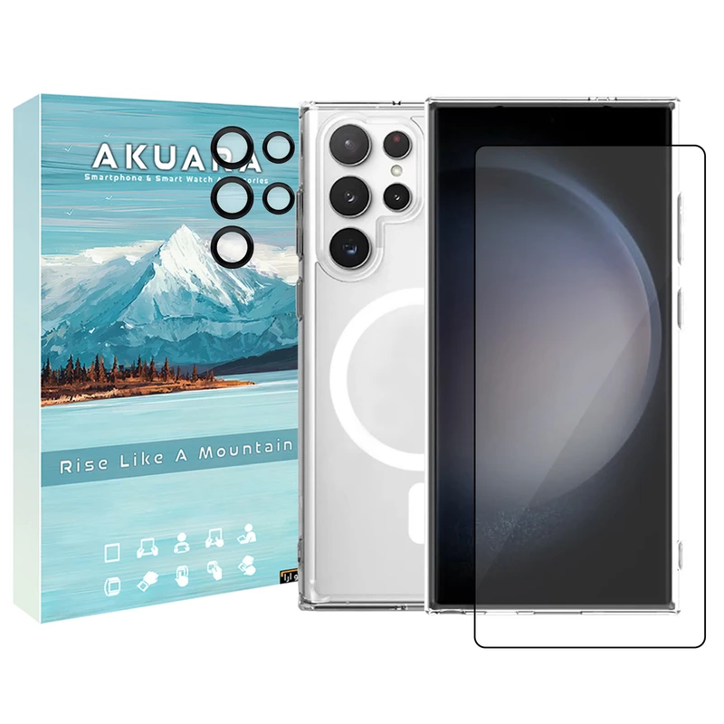 کاور آکوآرا مدل MagSafe GLS BKRNG مناسب برای گوشی موبایل سامسونگ Galaxy S23 Ultra به همراه محافظ صفحه نمایش و محافظ لنز