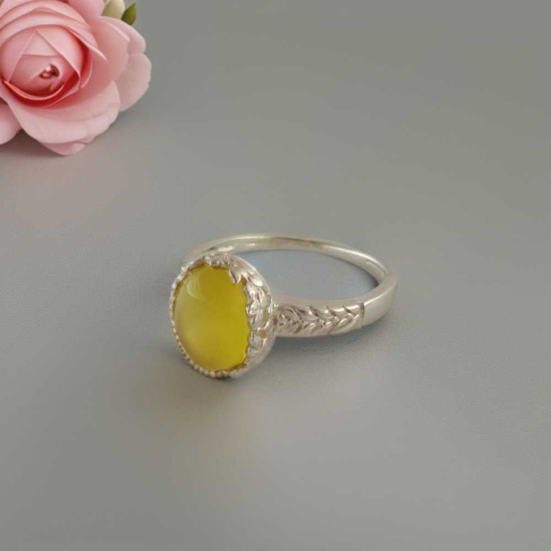 انگشتر نقره زنانه ملک زیور مدل عقیق شرف الشمس کد 42