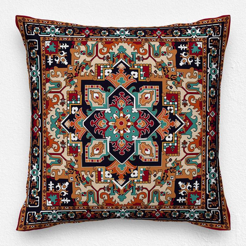 کاور کوسن مدل قالی  دورو طرح دار کد 140050