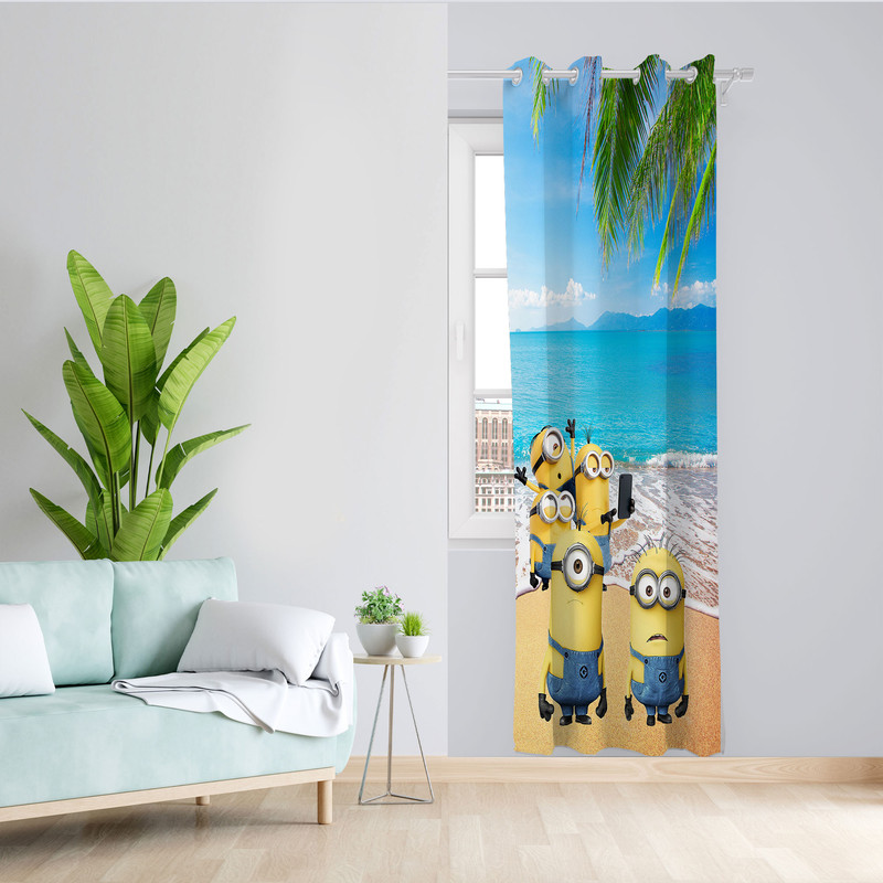  پرده مدل اتاق کودک مخمل پانچی طرح مینیون ها کد 4253 سایز 140x280 سانتی متر