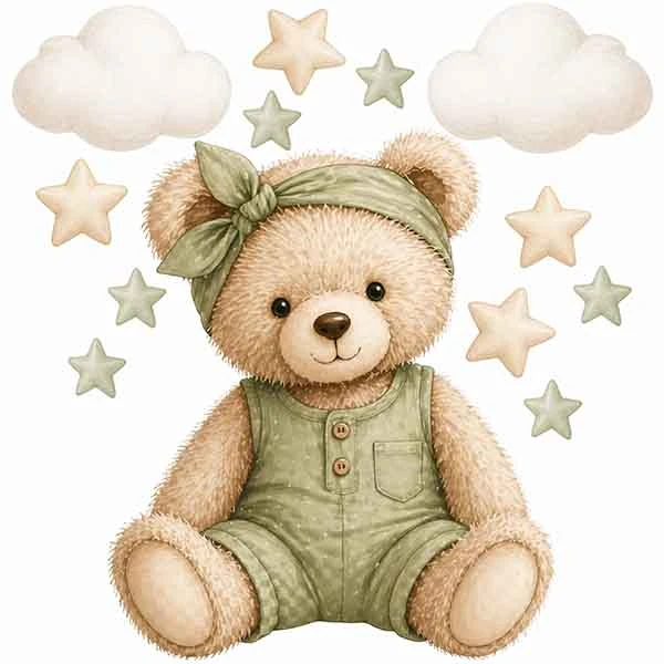 استیکر دیواری کودک راتیانا مدل cute green teddy