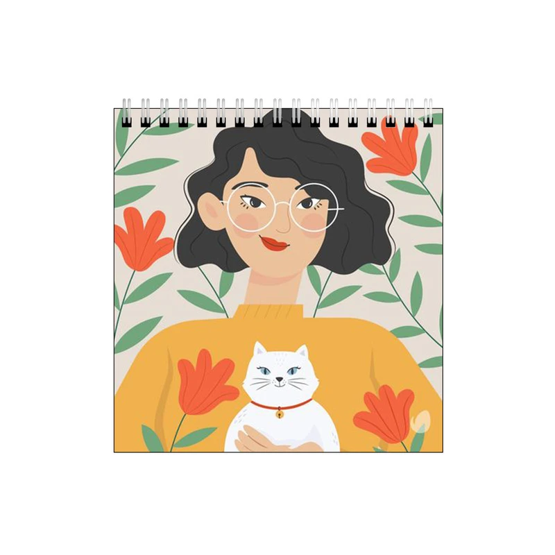 دفتر طراحی طرح دختر عینکی و گربه کد 6739971