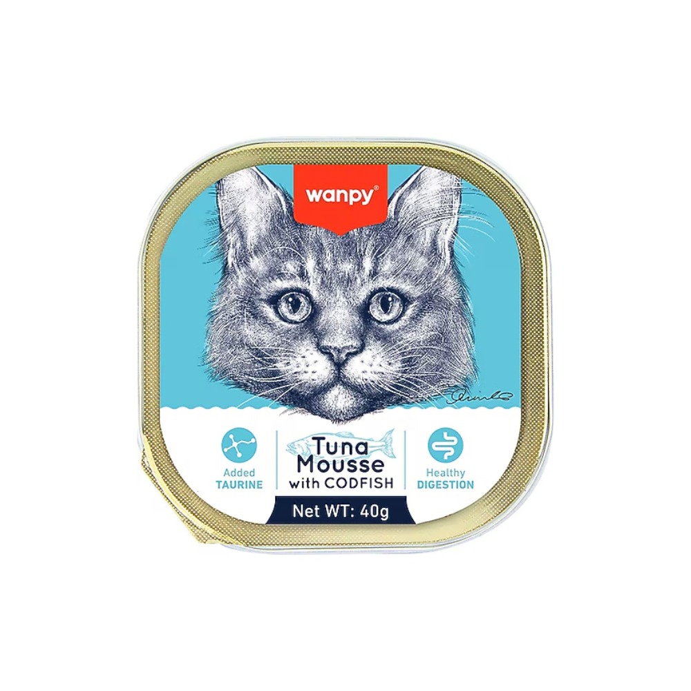 کنسرو غذای گربه بالغ ونپی مدل Mousse طعم ماهی تن و کاد وزن ۴۰ گرم