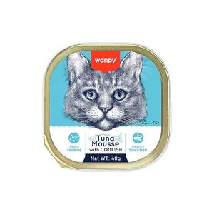کنسرو غذای گربه بالغ ونپی مدل Mousse طعم ماهی تن و کاد وزن ۴۰ گرم