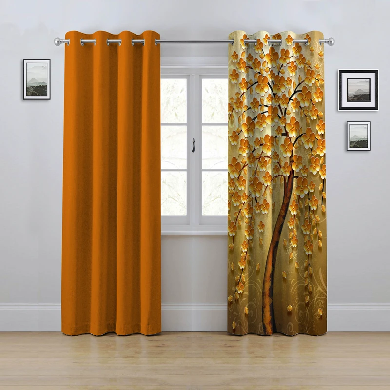 پرده مدل پانچی طرح درخت سه بعدی سایز 280x145 سانتی متر