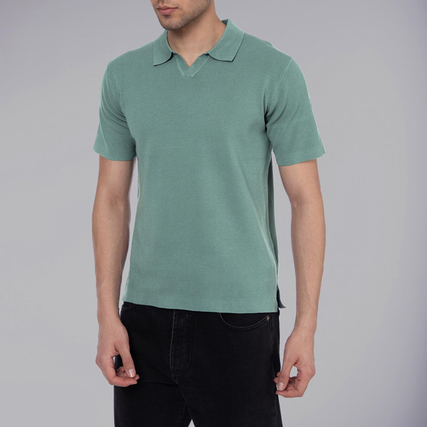 پولوشرت بافت آستین کوتاه مردانه زی سا مدل 1007 رنگ سبز