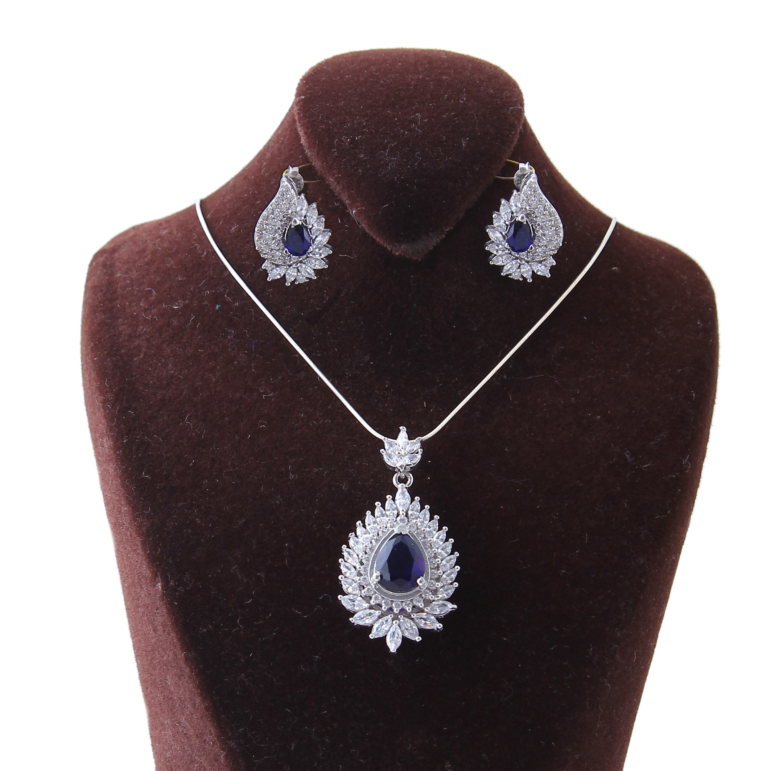 نیم ست نقره زنانه بازرگانی میلادی  مدل یاقوت کد NTR_287