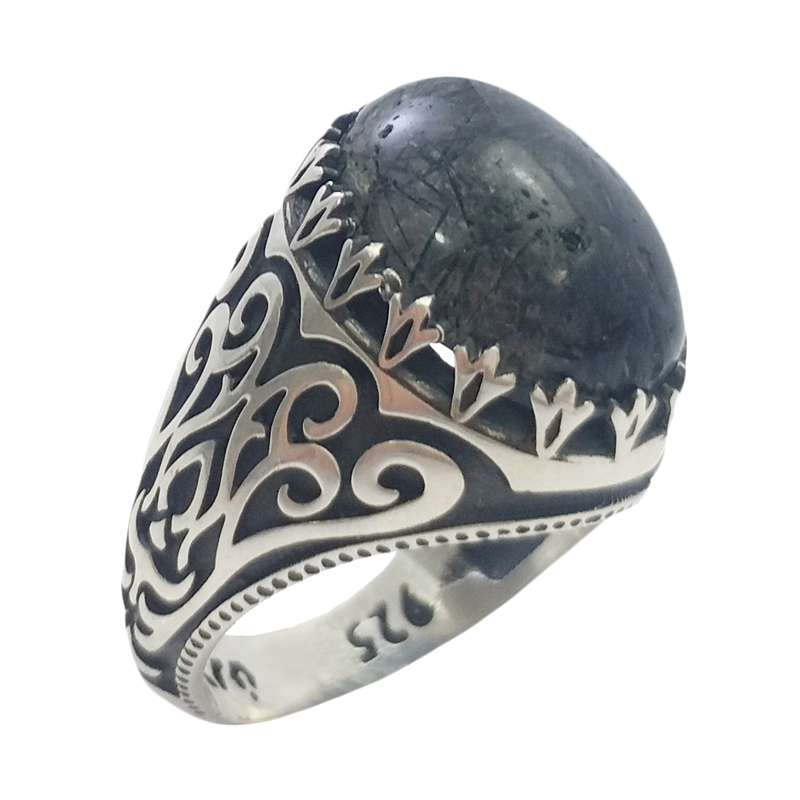 انگشتر نقره مردانه مدل روتایل مویی کد 4248024