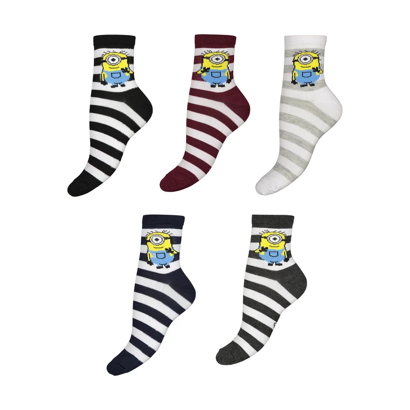 جوراب ساق بلند زنانه مدل مینیون بسته 5 عددی