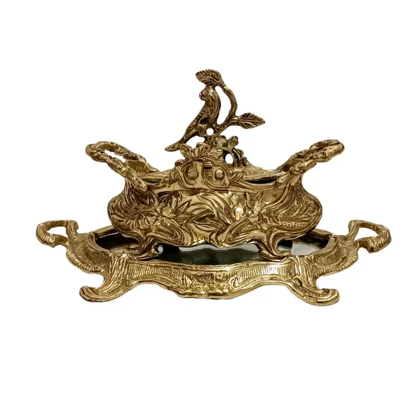 ست شکلات خوری و سینی برنزی مدل جاردین کد H-2024 بسته دو عددی