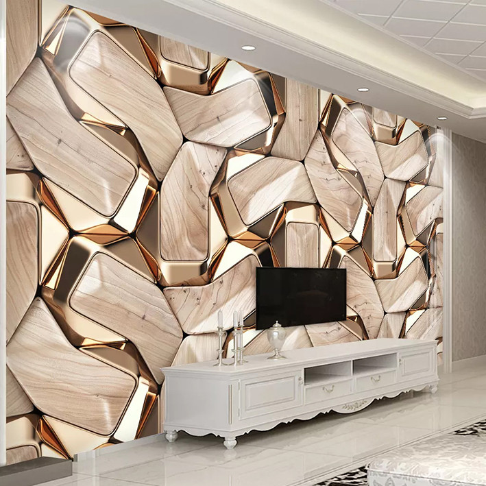 پوستر دیواری سه بعدی مدل هندسی طلایی DRVF1064