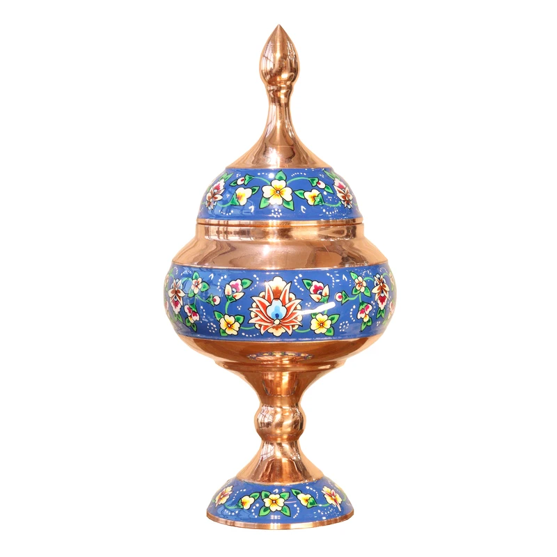 شکلات خوری مسی صنایع دستی فاخر مدل پرداز طرح اسلیمی کد Glorina24p11