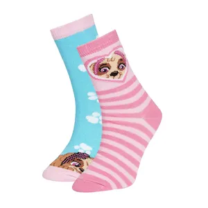 جوراب ساق بلند دخترانه دفکتو کد 35 مجموعه 2 عددی