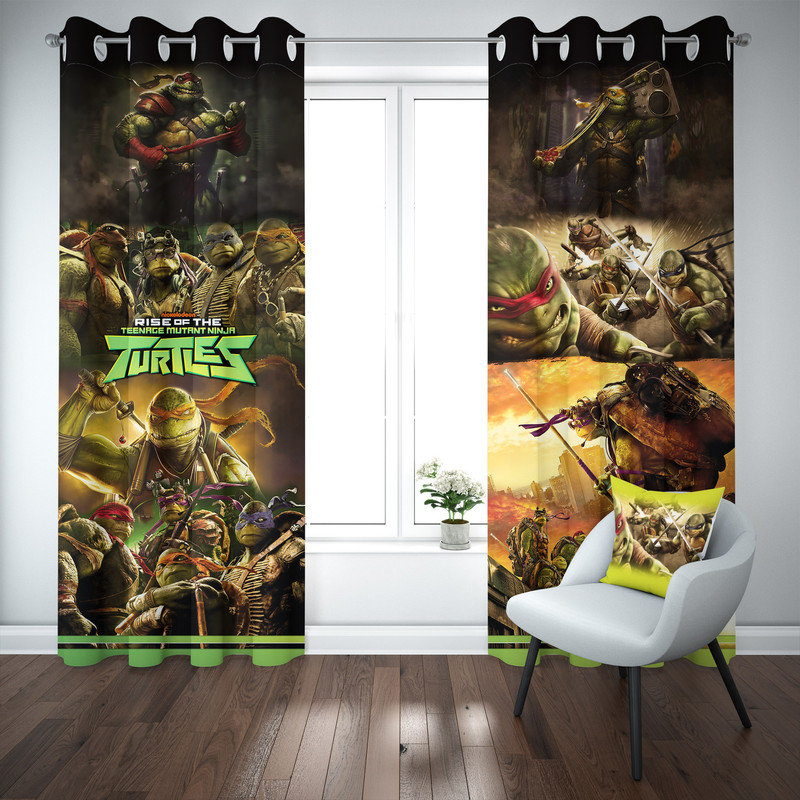 پرده کودک شمسه نگار مدل CK691 Ninja Turtles سایز 140x300 سانتی متر