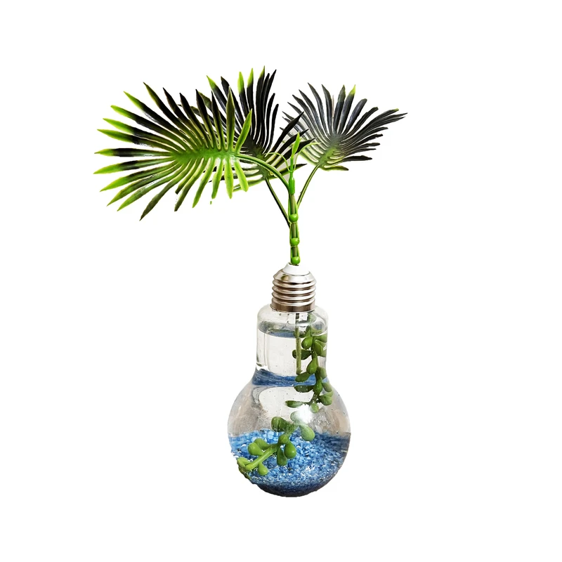 گلدان به همراه گل مصنوعی مدل برگ بادیان لامپی 