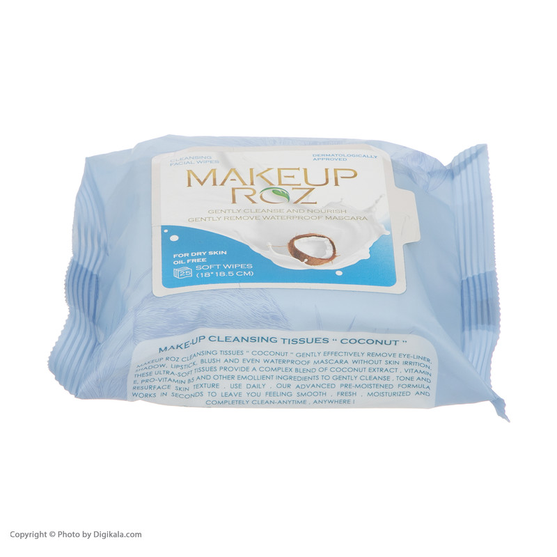 دستمال مرطوب میکاپ رز مدل شیر نارگیل بسته 25 عددی