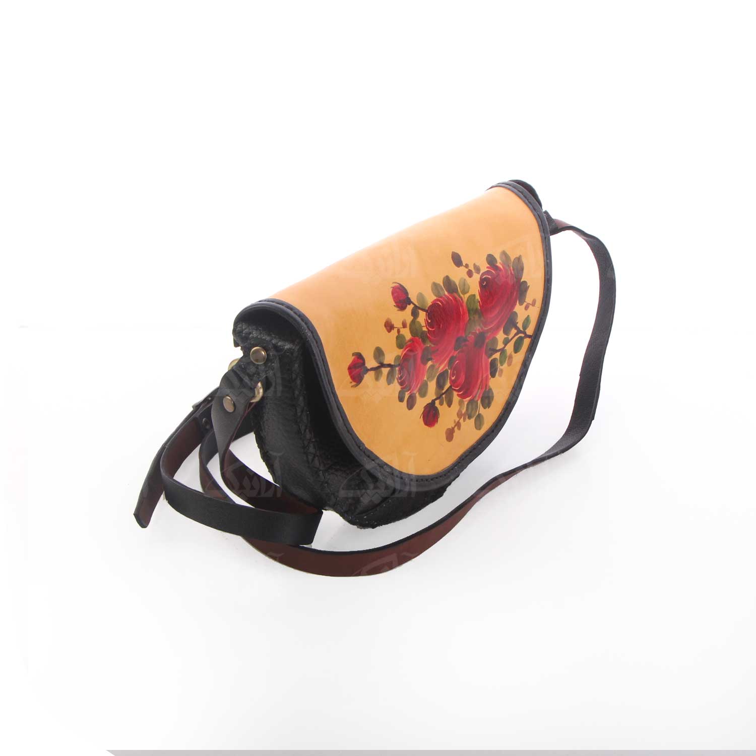 کیف دوشی دست دوز زنانه آرانیک مدل چرمی با تزیینات نقاشی کد 1200400173