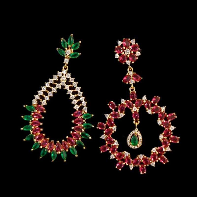 گوشواره زنانه مدل هندی نگین دار