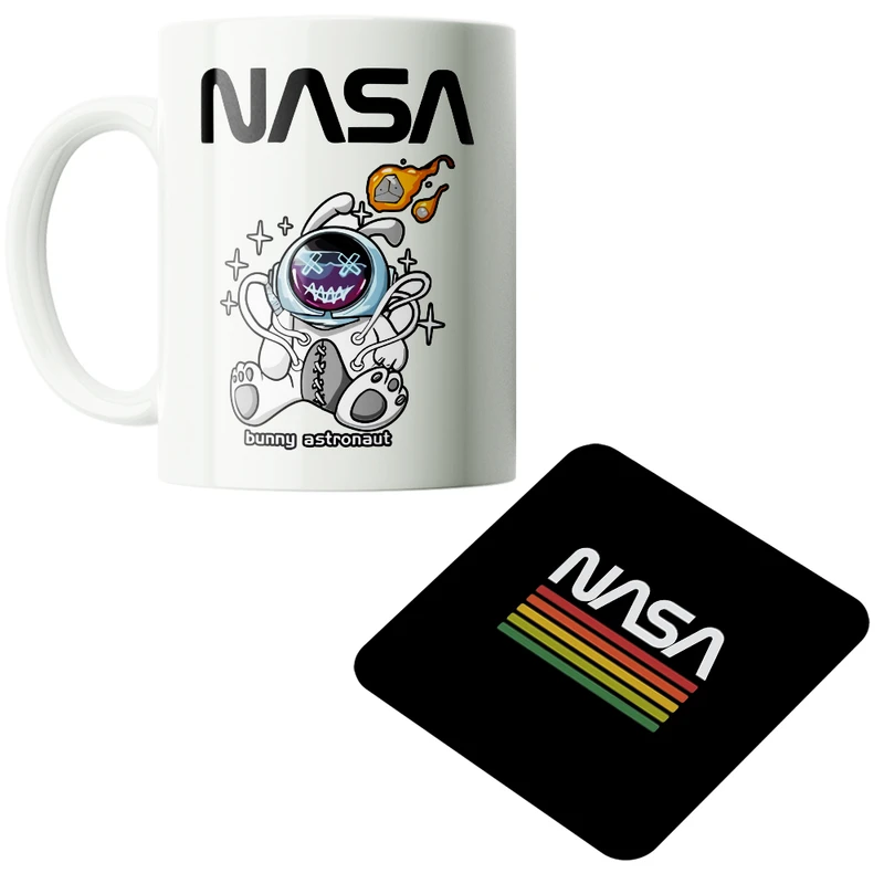 ماگ پاد آفرین مدل فضانورد سیاره منظومه شمسی موشک آدم فضایی کد PZ203 به همراه زیرلیوانی