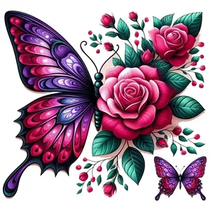  استیکر پارچه و لباس پاد آفرین طرح پروانه و گل کد 920