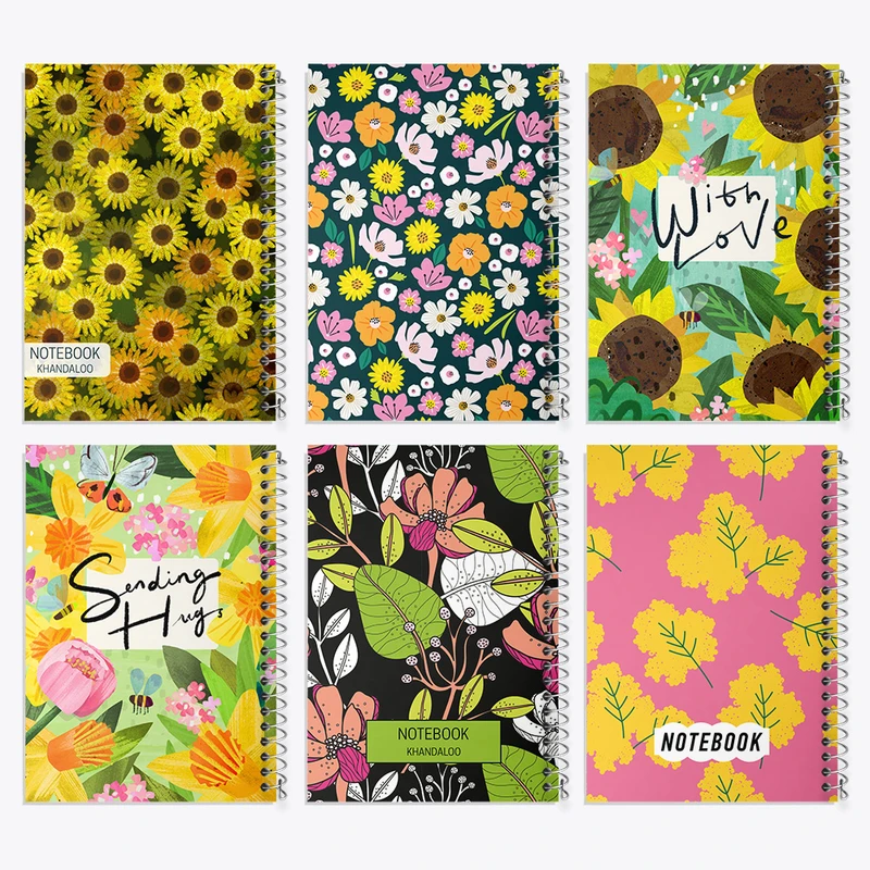 دفتر مشق 50 برگ خندالو طرح گل گلی کد 83 مجموعه 6 عددی