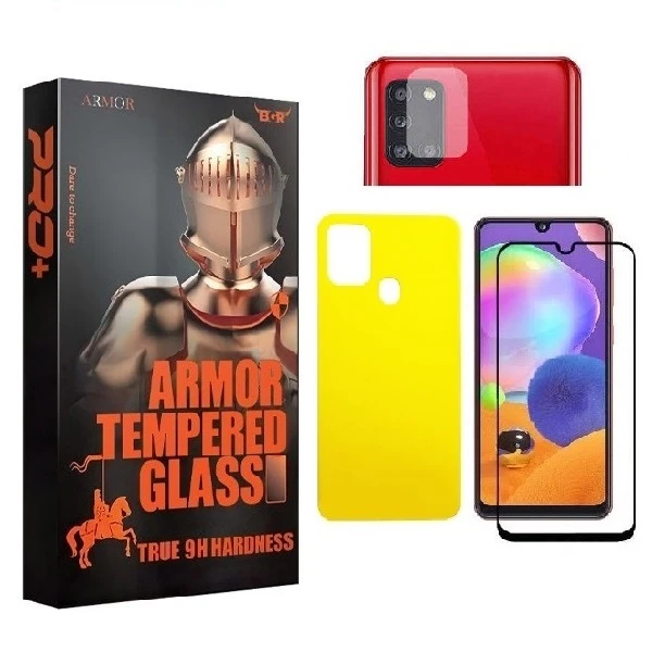 محافظ صفحه نمایش آرمور مدل FUL مناسب برای گوشی موبایل سامسونگ Galaxy A21S به همراه محافظ پشت گوشی و محافظ لنز دوربین