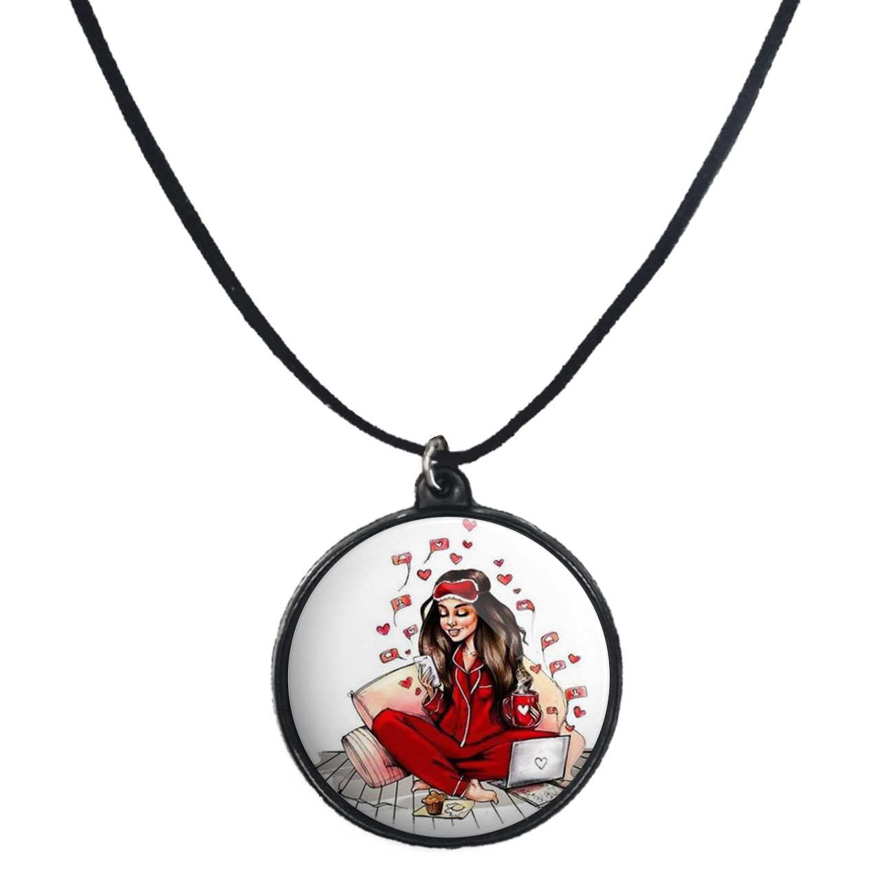 گردنبند پرمانه طرح دخترونه کد pmb.4431 مدل دو طرفه