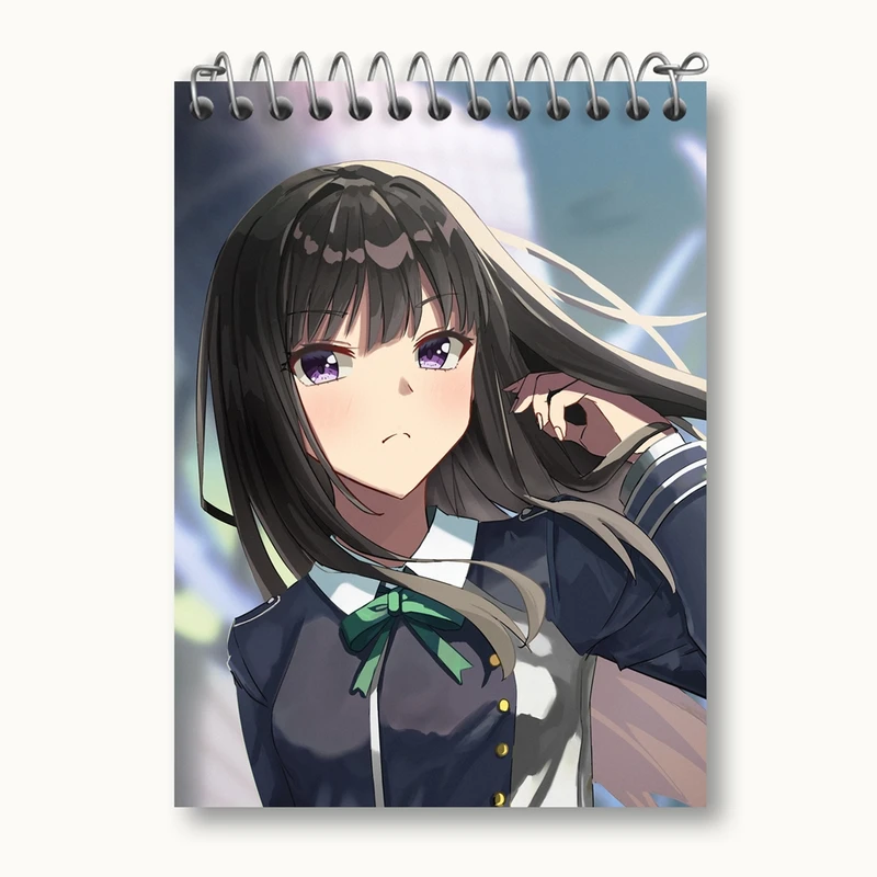 دفتر یادداشت 50 برگ خندالو مدل تاکینا انیمه لیکوریس ریکویل Lycoris Recoil کد 23041