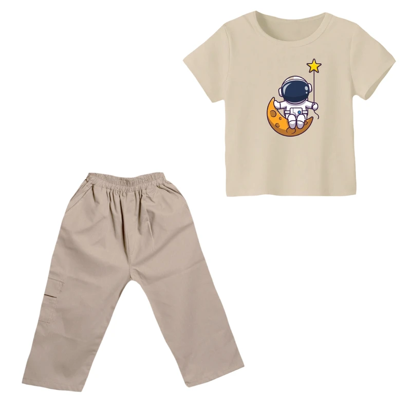 ست تی شرت و شلوارک پسرانه مدل فضانورد کد ۱۴