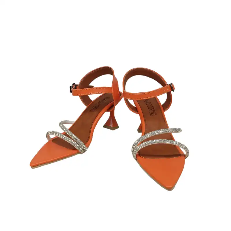 صندل زنانه مدل فرشــــــــته بیاله نگینی رنگ نارنجی