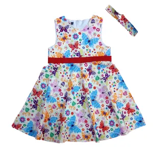 ست پیراهن و هدبند دخترانه مدل پروانه کد 2