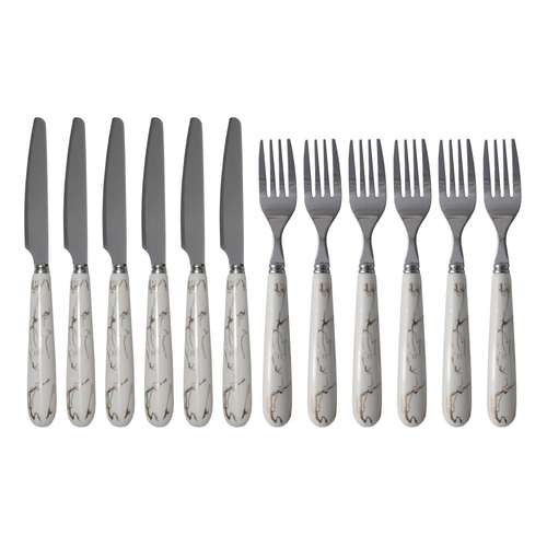 ست کارد و چنگال میوه خوری 12 پارچه طرح ماربل کد 104966